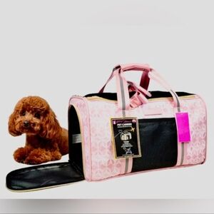 Betsey Johnson Pink Skulls and Lips Pet Carrier Up To 16 lbs